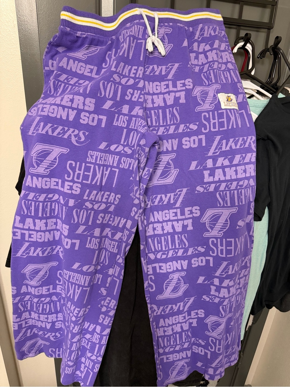 Los Angeles Lakers NBA Purple All-Over Print Fleece Jogger Pants XL